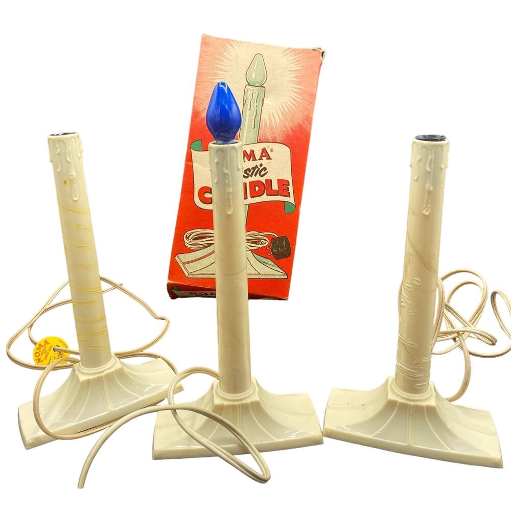 3 Vintage Noma Window plastic Christmas candle candoliers candlestick
